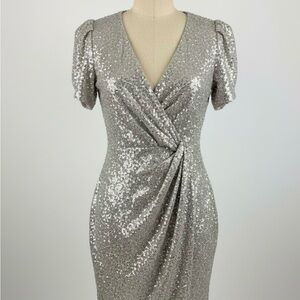 JM Collection Dresses 
Elegant Silver Sequin Dress